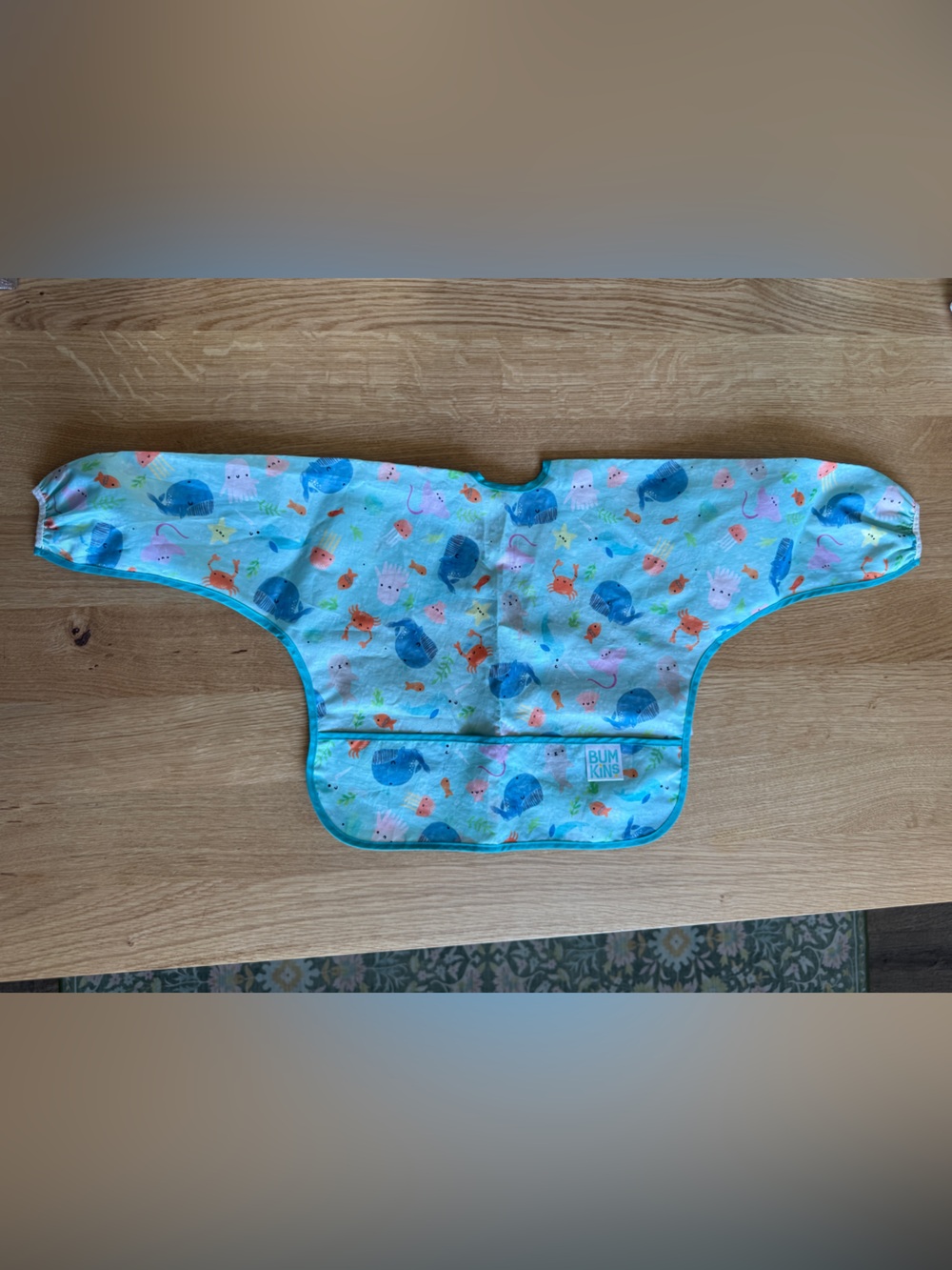 Bumkins Blue Sea Creatures Waterproof Long-Sleeve Bib